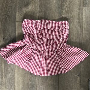 SHEIN Red and White A-Line Skirt